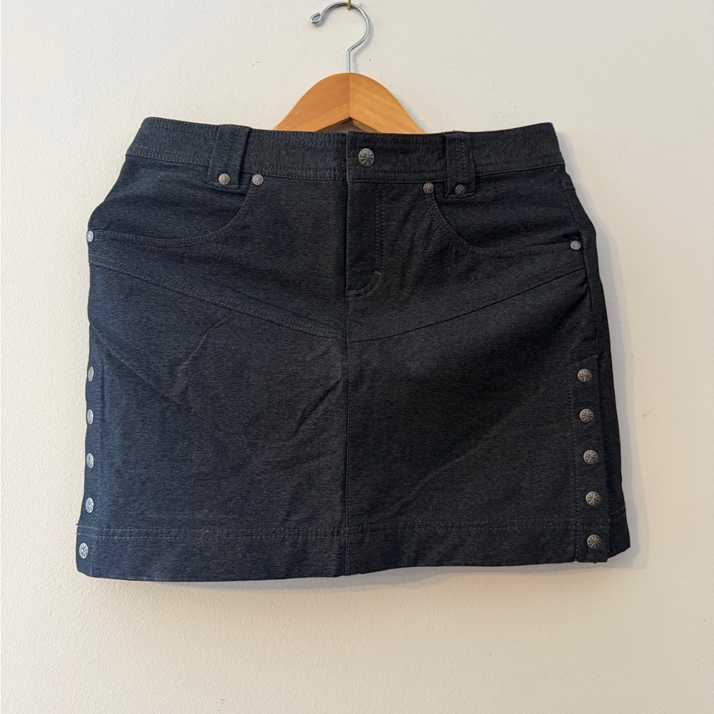 Athleta Charcoal Mini Skirt with Button Accents
